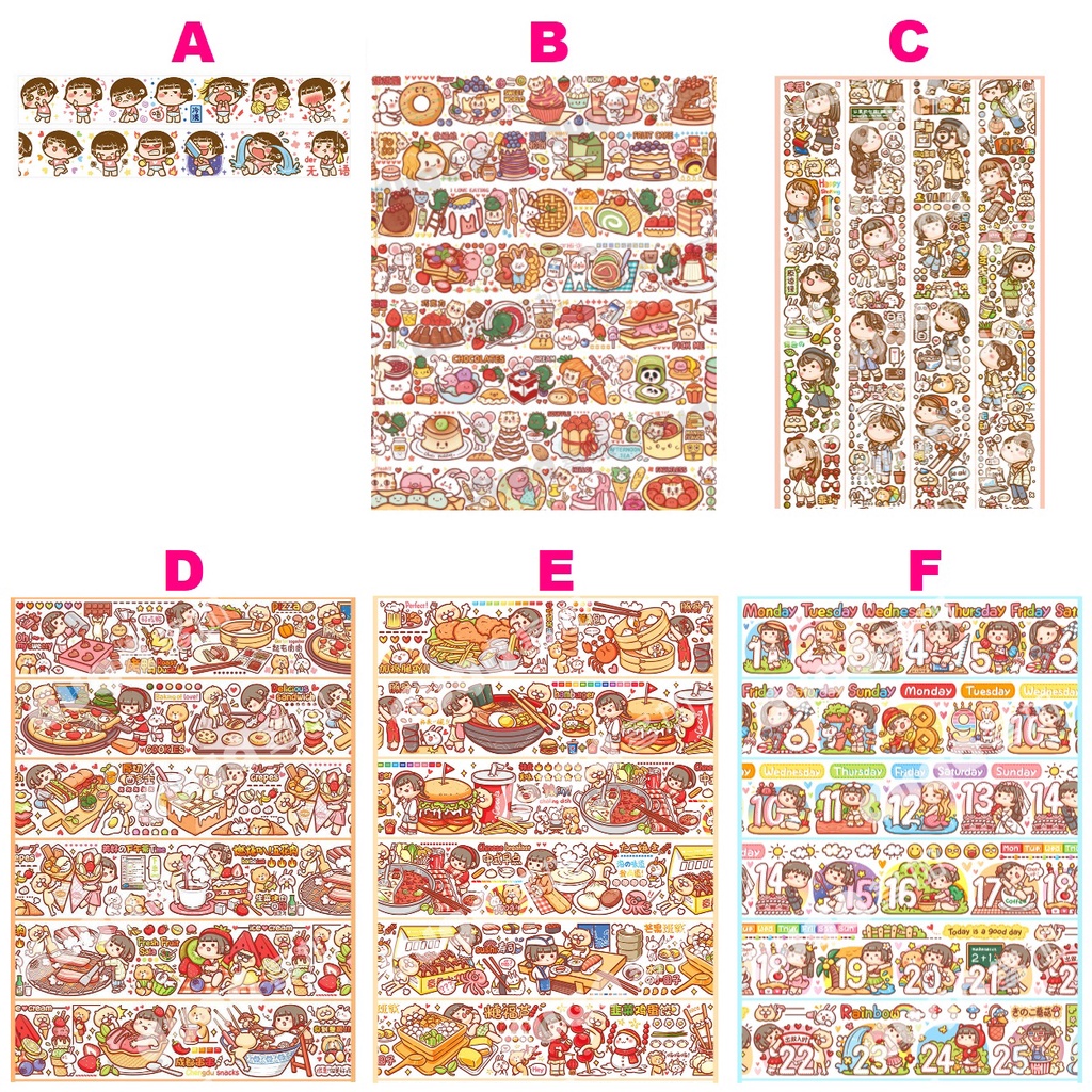 Mochi nhỏ Cuộn băng dính washi in hình nhân vật hoạt hình 20 kiểu thiết kế tươi tắn dễ thươngToàn bộ băng keo