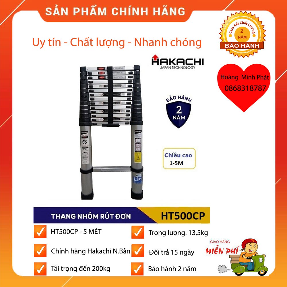 THANG RÚT 5 MÉT HAKACHI NHẬT BẢN HT500CP - BH 2 NĂM