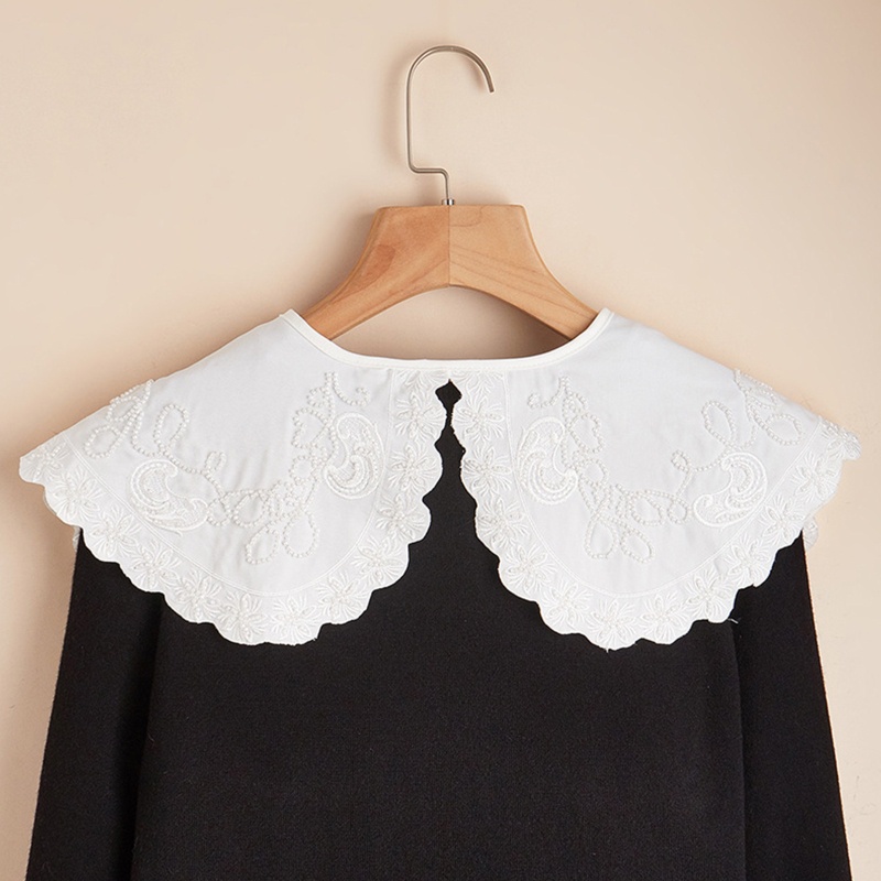 Khăn Choàng Cổ Thêu Hoa Đính Hạt Có Thể Tháo Rời Phong Cách Hàn Quốc Cho Nữ