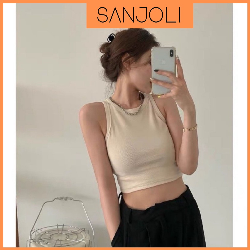 Áo balo nữ basic - phong cách mùa hè năng động / ÁO CROPTOP BA LỖ NGƯỢC SANJOLI AO013