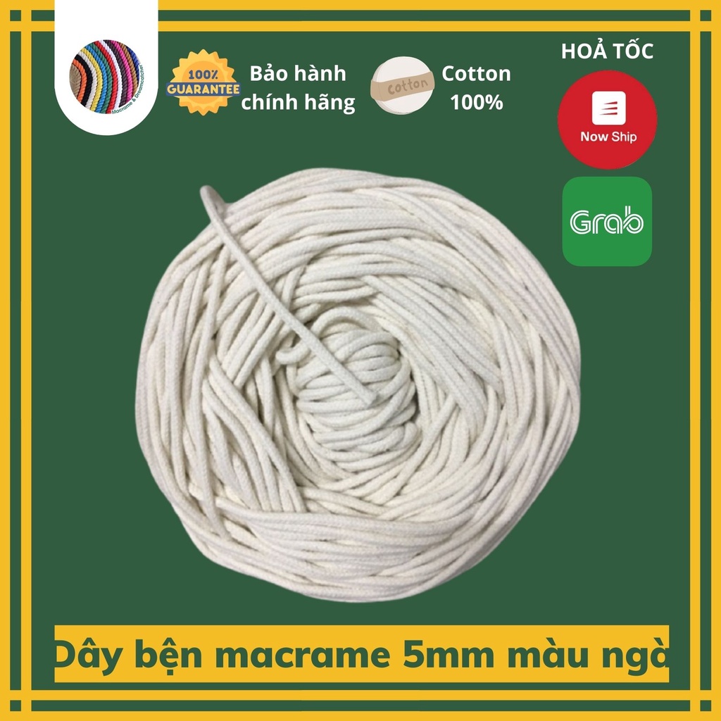 Dây macrame bện màu ngà 5mm - (1kg) làm túi xách