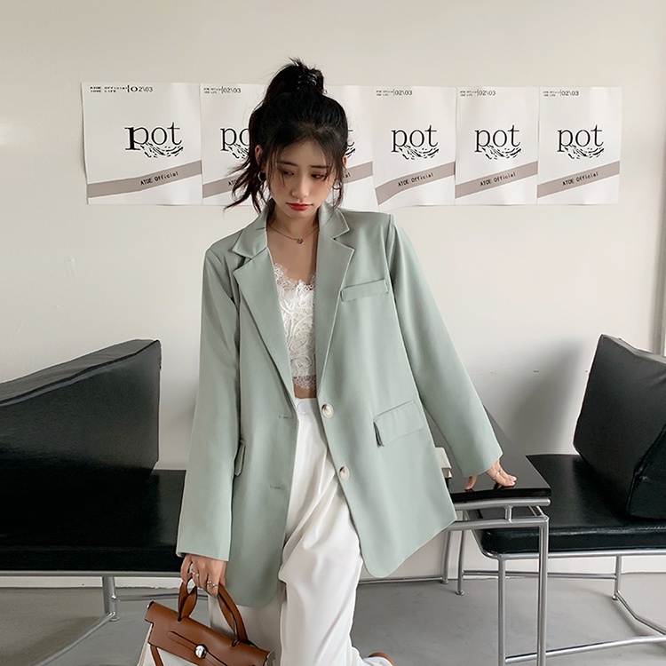 Áo Khoác Dáng Rộng 49340 Có Đệm Vai Dễ Phối Đồ Cao Cấp Dành Cho Bạn Nữ