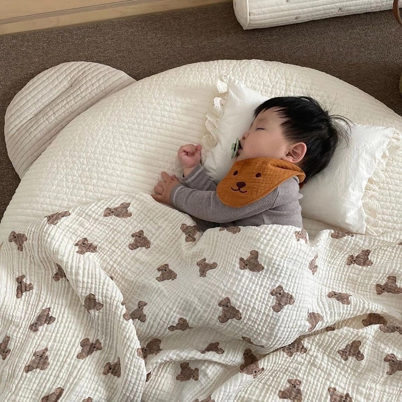 Chăn cotton in hình gấu đáng yêu thoải mái dành cho bé sơ sinh