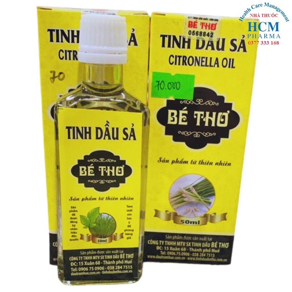 Tinh dầu sả java nguyên chất treo xe Bé Thơ chai 50 ml HCM17