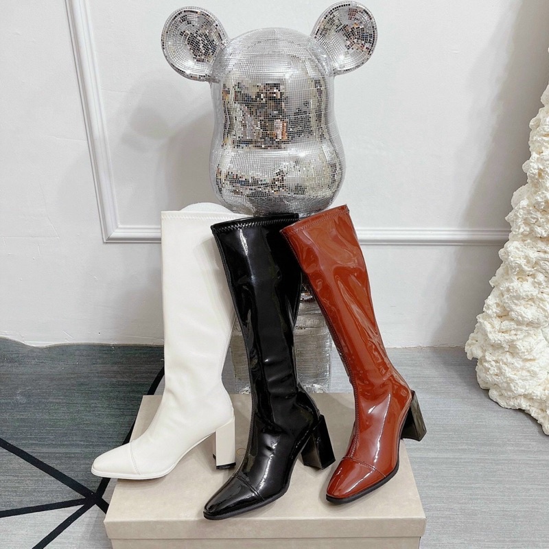 bốt gối (boot đùi) da bóng siêu ôm mũi vuông (full hộp- hàng QC) mã 269 | BigBuy360 - bigbuy360.vn
