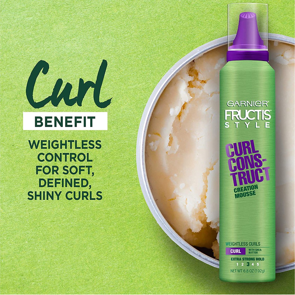 Bình mousse giữ nếp tóc Garnier Fructis Style Curl Construct Creation Mousse Curly Hair 192g (Mỹ)