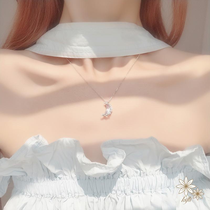 🌸Bộ Hai Vòng cổ Thép 18k Mặt Trăng Ngôi Sao Đính Đá Zircon Đổi Màu Chất Lượng Cao