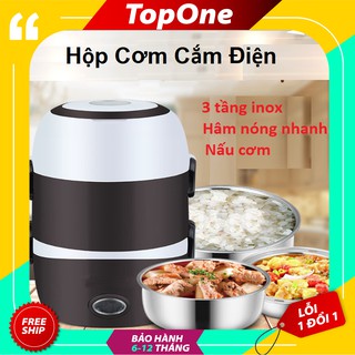 [UY TÍN SỐ 1] Hộp Cơm Hâm Nóng 3 Tầng Cắm Điện Inox - Cặp Lồng Cơm 3 Tầng Ủ Cơm Tự Động
