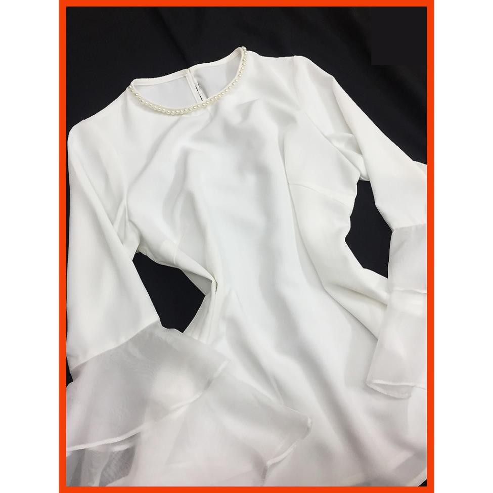 Áo sơ mi trắng nữ kiểu💖Freeship💖Có Clip - Áo trắng nữ tay loe voan vải đẹp đẹp