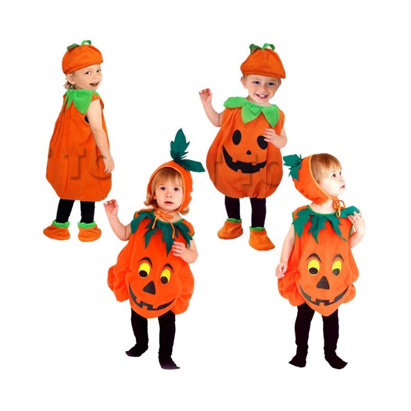 Trang Phục Hóa Trang Halloween Hình Bí Ngô Dễ Thương Cho Bé 2-10 Tuổi