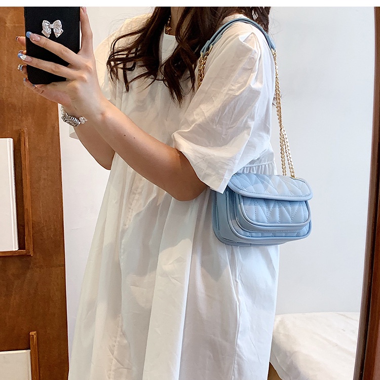 Túi đeo vai IELGY hình vuông cỡ nhỏ phối dây xích thời trang cho nữ