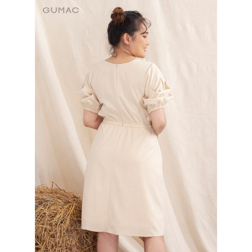 [Mã WABRGU72 giảm 10% tối đa 50k đơn 250k] Đầm suông nữ oversize 4 nút bọc DA10121 GUMAC