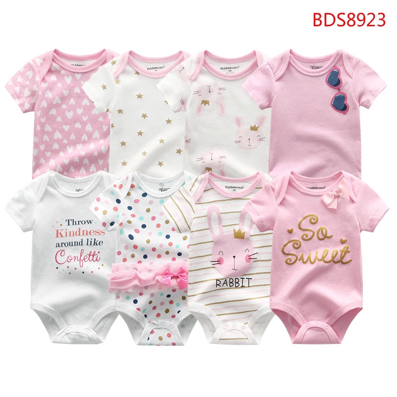 8PCS Bodysuit cho bé bodysuit cho bé gái Body chip bé trai 100% cotton set body chip bé trai Jumpsuit sơ sinh