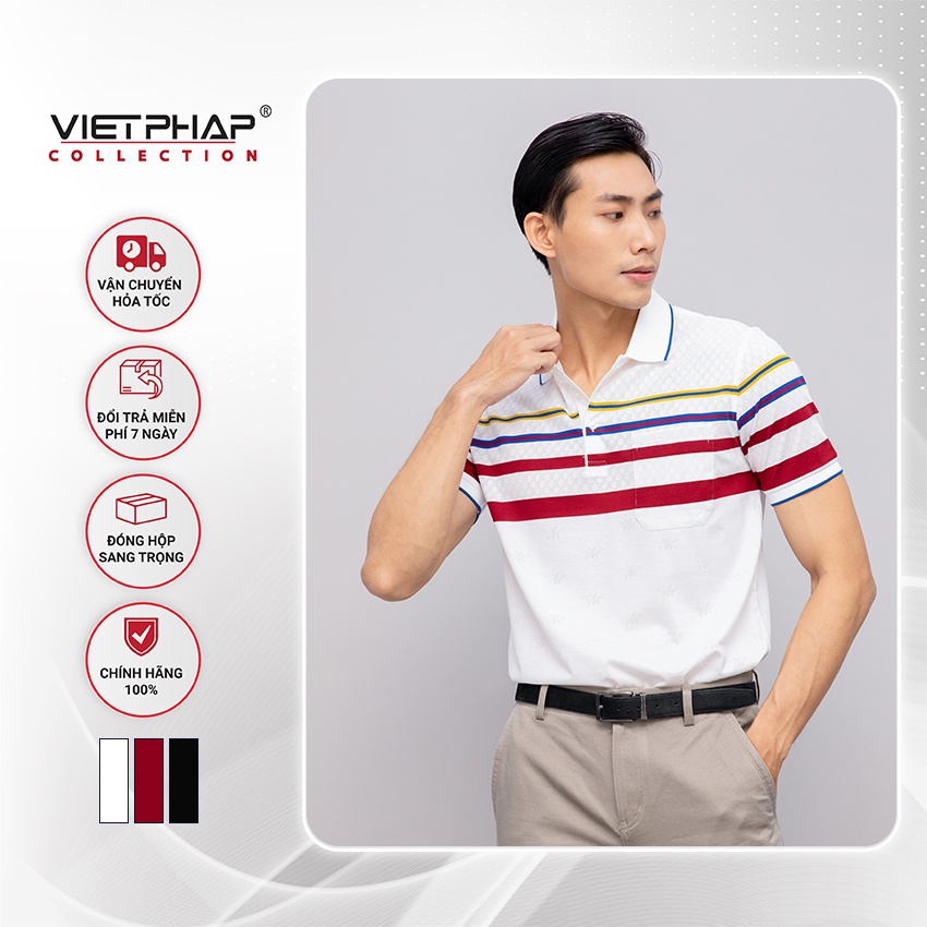 Áo Thun Dệt Cao Cấp VIỆT PHÁP /Form Luxury - Chất liệu cotton co dãn và thấm hút mồ hôi tốt 17042