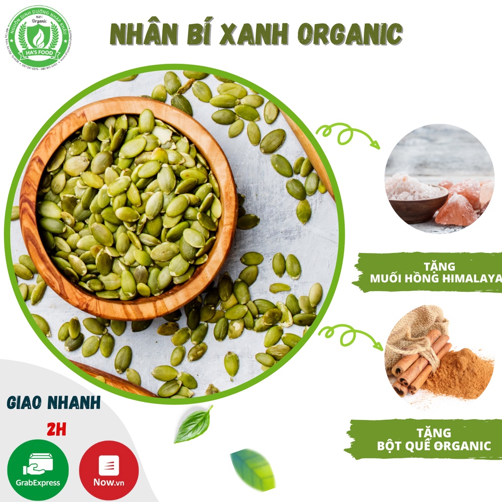 Nhân hạt bí xanh nhập khẩu hafood, dùng nấu sữa hạt và làm bán ,hạt dinh dưỡng-500gr