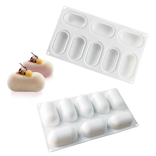 Khuôn Làm Bánh mousse pudding/Thạch Rau Câu Hình oval 8 Ô DIY