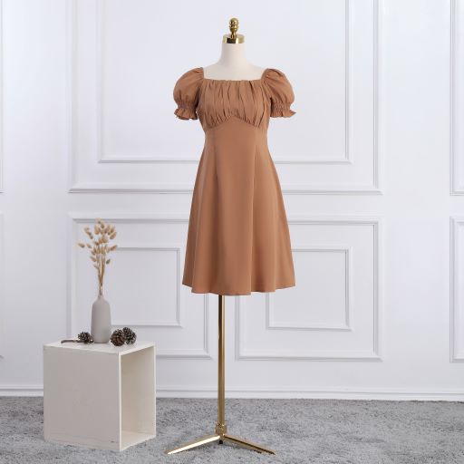 Váy nữ xếp ly ngực chun tay nhún dáng midi thiết kế TKFASHION - DK934
