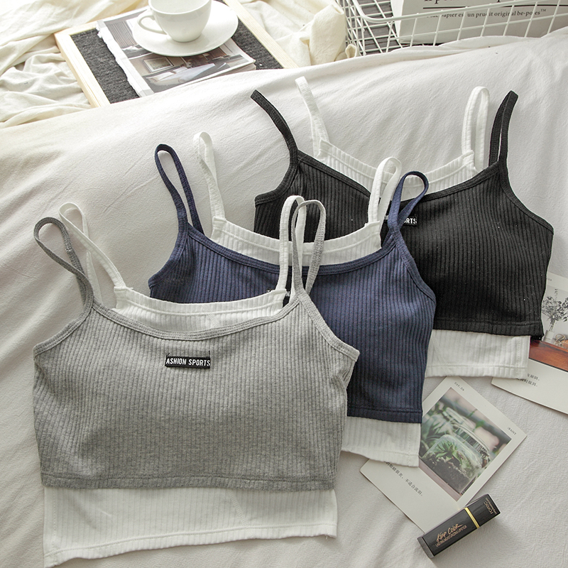 Áo Hai Dây Dáng Ngắn Giả Nhiều Lớp Có Đệm Ngực Thời Trang Trẻ Trung Cho Nữ | BigBuy360 - bigbuy360.vn