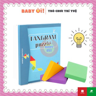 Sổ ghép hình Tangram Puzzle, Trí uẩn gắn nam châm, đồ chơi gỗ sáng tạo cho bé