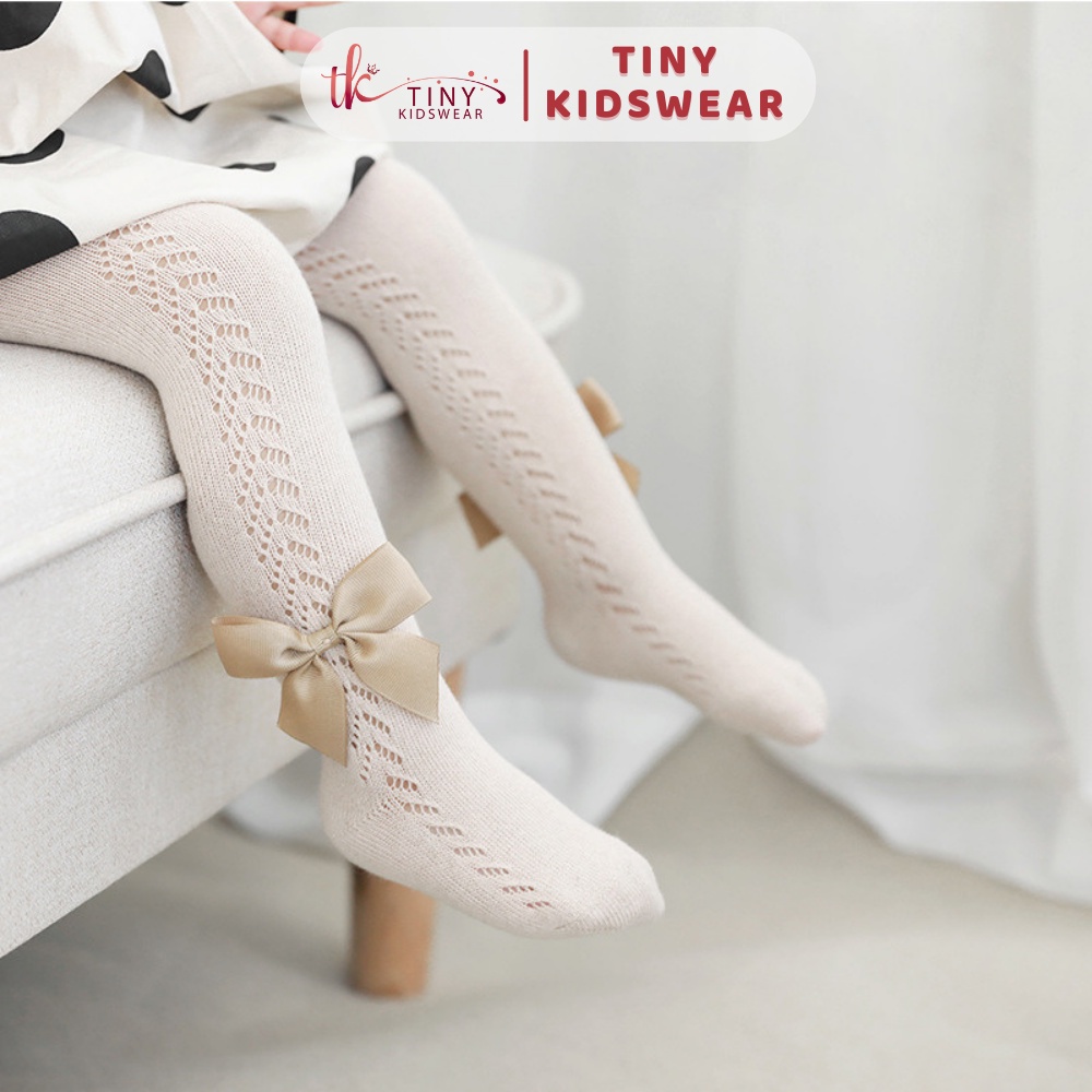 Quần Tất Cho Bé, Quần Legging Bé Gái Loại Kín Bàn Chân Đính Nơ Size Cho Bé Từ 6-24 tháng [T10]