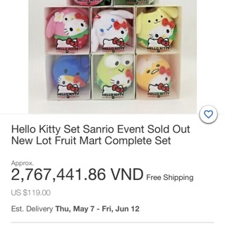 Set 6 móc khoá Hello Kitty Sanrio Nhật