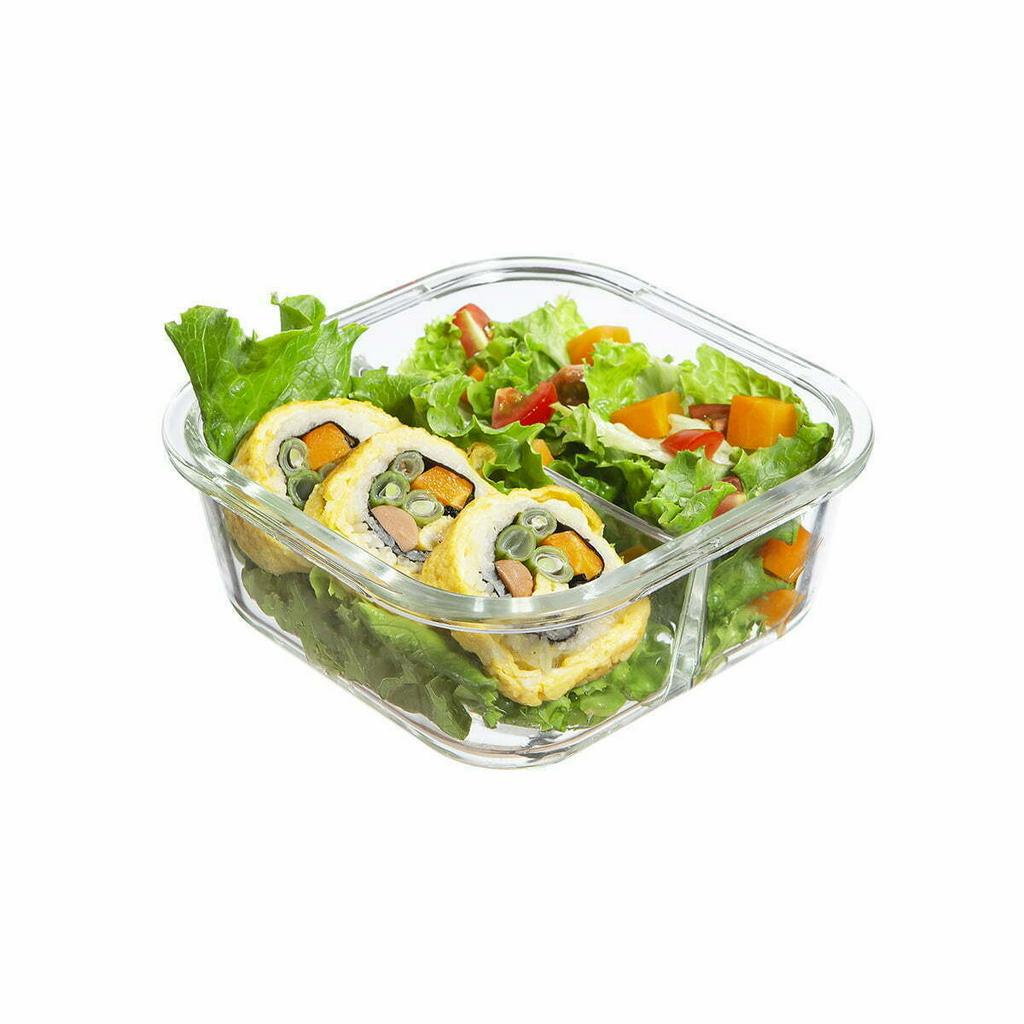 Hộp thủy tinh vuông 2 ngăn 520ml - 800ml INOCHI
