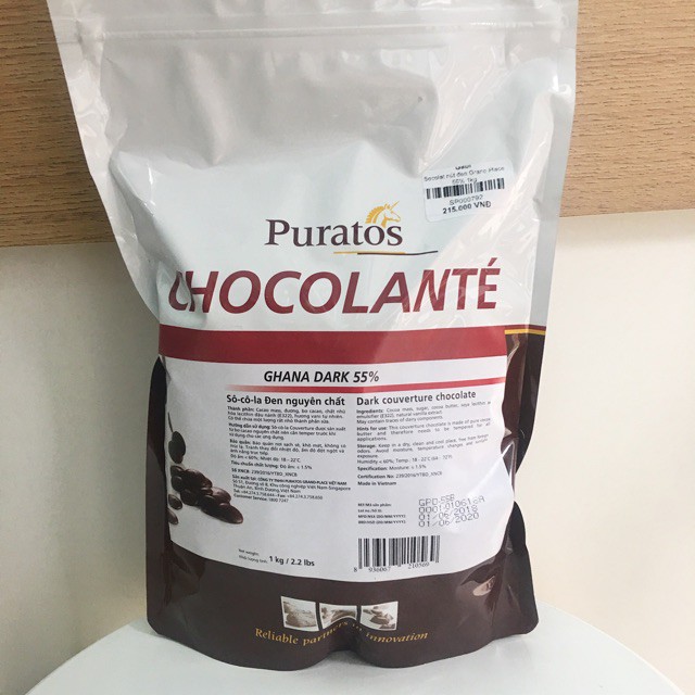 Socola nút đen 1kg⚡ GIÁ SỐC ⚡ socola Puratos 55% cacao 1kg siêu ngon