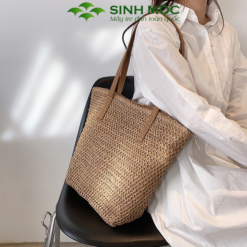 Túi xách nữ, túi cói vintage, túi đi biển Sinh Mộc - M3010