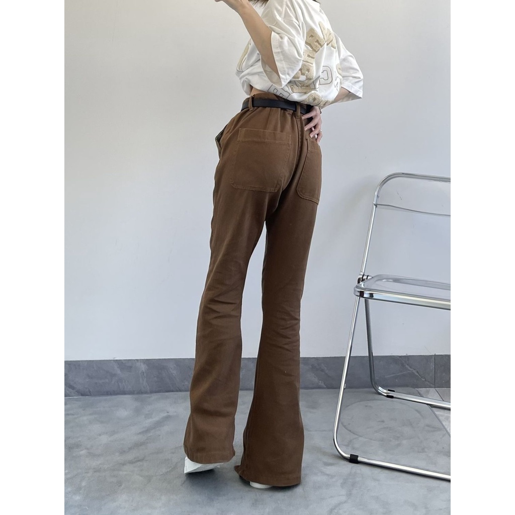 Quần Jeans Nữ Dài Lưng Cao Ống Rộng Xẻ Tà Thời Trang