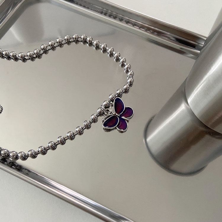 Dây Chuyền Thép Titan Mặt Hình Bướm Thay Đổi Màu Sắc Phong Cách Hip Hop