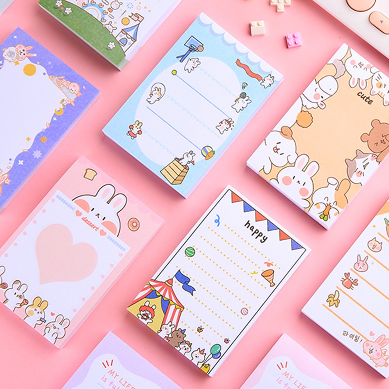Set 100 Giấy Ghi Chú Họa Tiết Hoạt Hình Dễ Thương