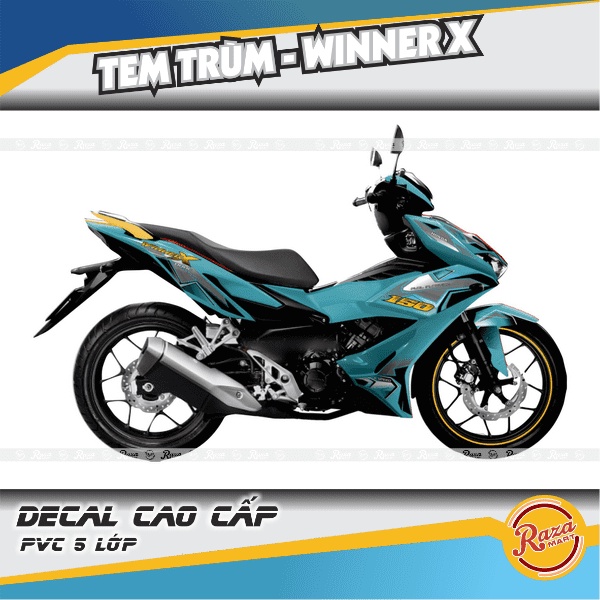 Tem trùm WINNER X màu xanh ngọc | Decal PVC 5 lớp cao cấp | Mã tem: WINX 0011