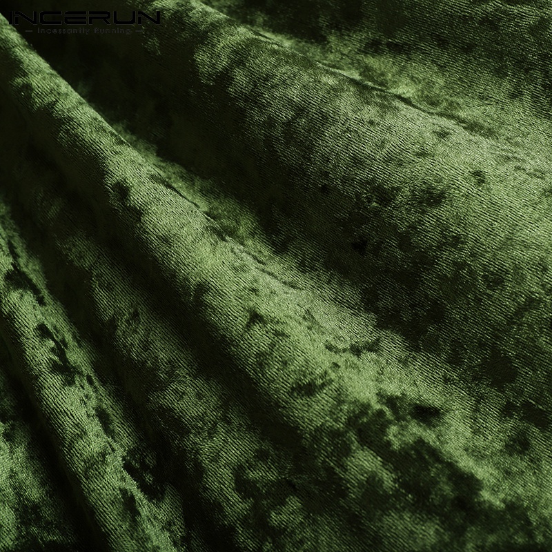 Áo thun nam INCERUN ấm áp cổ tròn màu trơn tay dài thời trang thường ngày