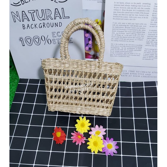 Túi cối lục bình hoa cúc trắng_Túi cối hanmade