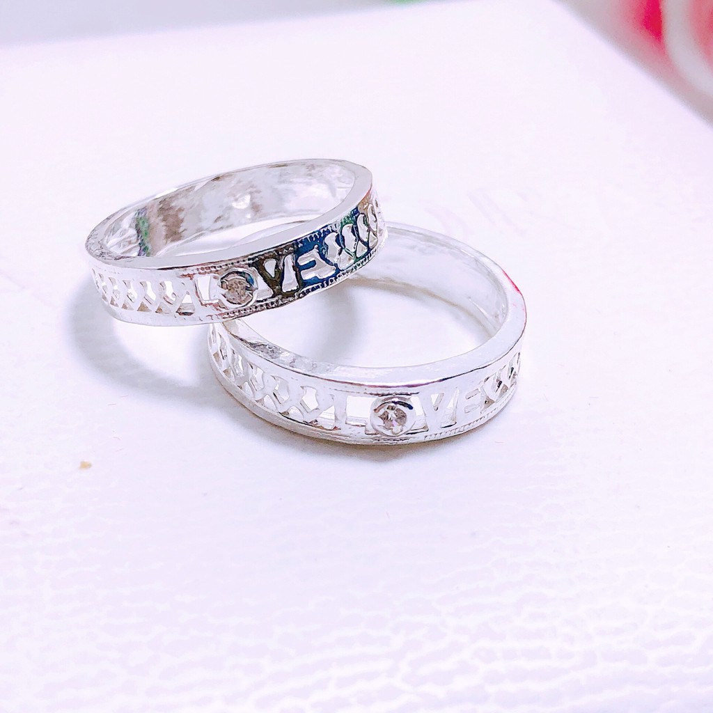 Nhẫn cặp, nhẫn đôi bạc ta chữ love, nhẫn đôi bibi silver