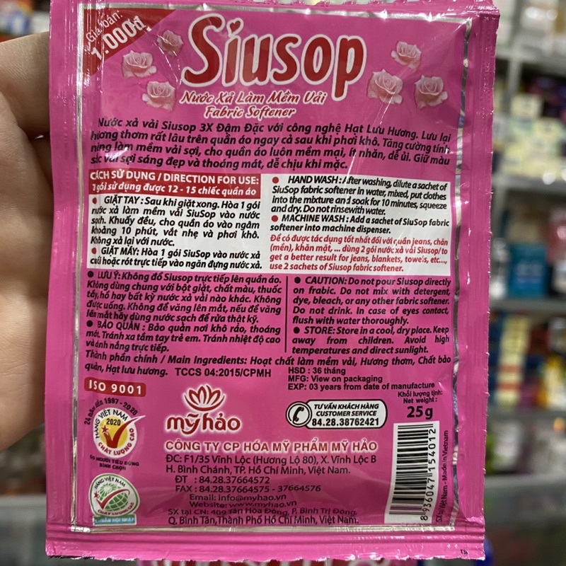 Nước xả vải Siusop 3X đậm đặc hương hoa Hồng dây 30ml x 10 gói/1 dây