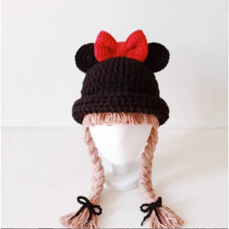 Mũ len tết tóc cho bé Hàn Quốc hình Mickey bé 6 tháng - 2 tuổi