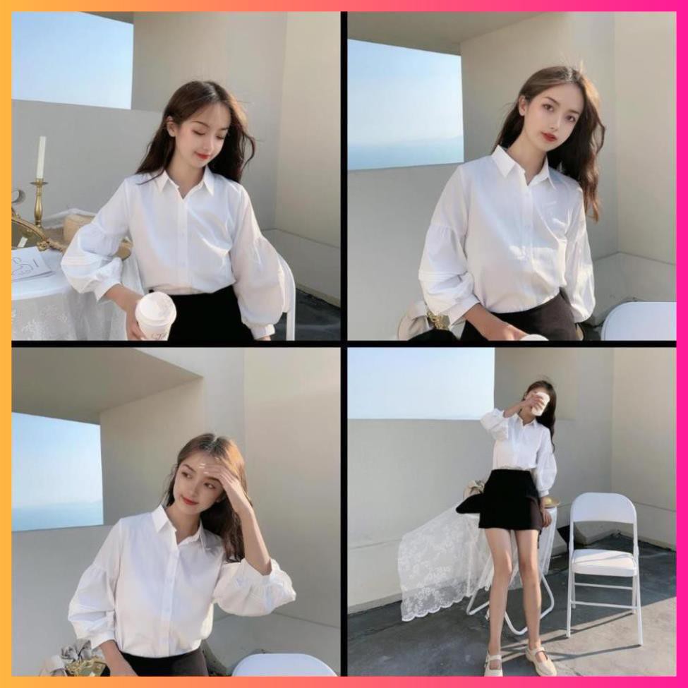 Áo Sơ Mi Nữ trắng tay bồng xếp ly Sơ mi kiểu vải mát, thoáng, chống nhăn MoonMy | BigBuy360 - bigbuy360.vn