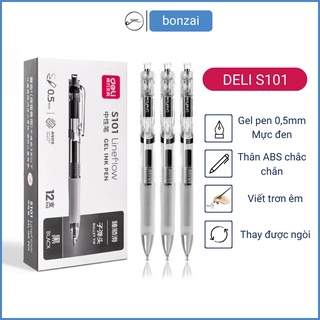 Bút gel Deli văn phòng sinh viên ngòi 0,5mm mực đen S101