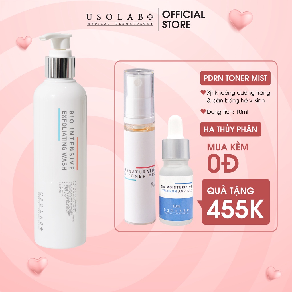 Tắm trắng tại nhà Bio Intensive Exfoliating Wash Usolab 250ml