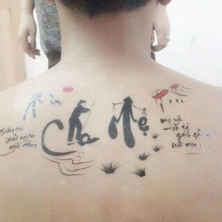 HÌNH XĂM DÁN TATTOO  chữ thư pháp
