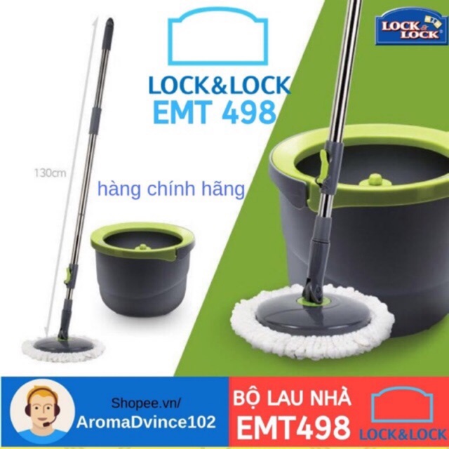 [🎁 Sẵn hàng] Bộ Cây Lau Nhà Xoay Tay Mini Ettom Lock&Lock ETM498 | ETM494 - Hàng chính hãng