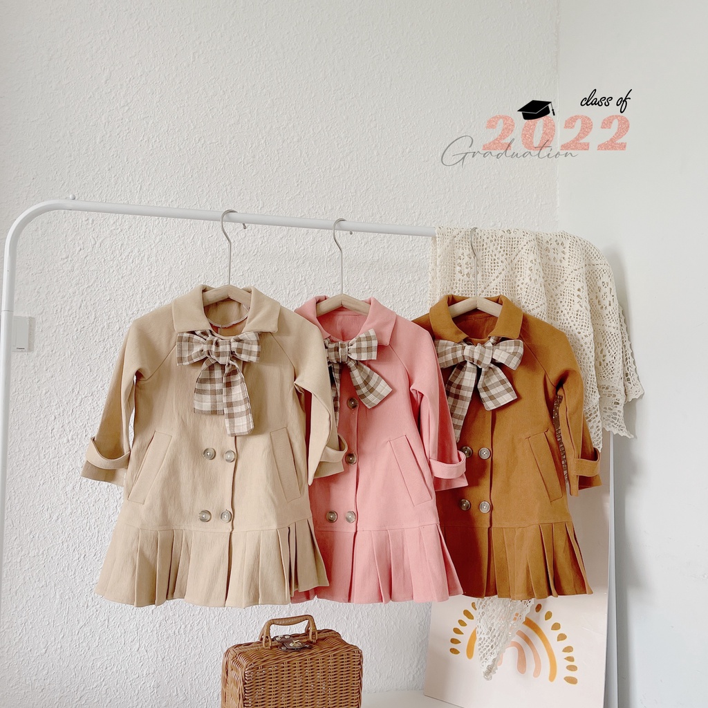 Áo khoác dáng váy dài size nhỡ cho be 12-35 kg (2-9 tuổi) (mã 139)- Chất nhung tăm mỏng vừa