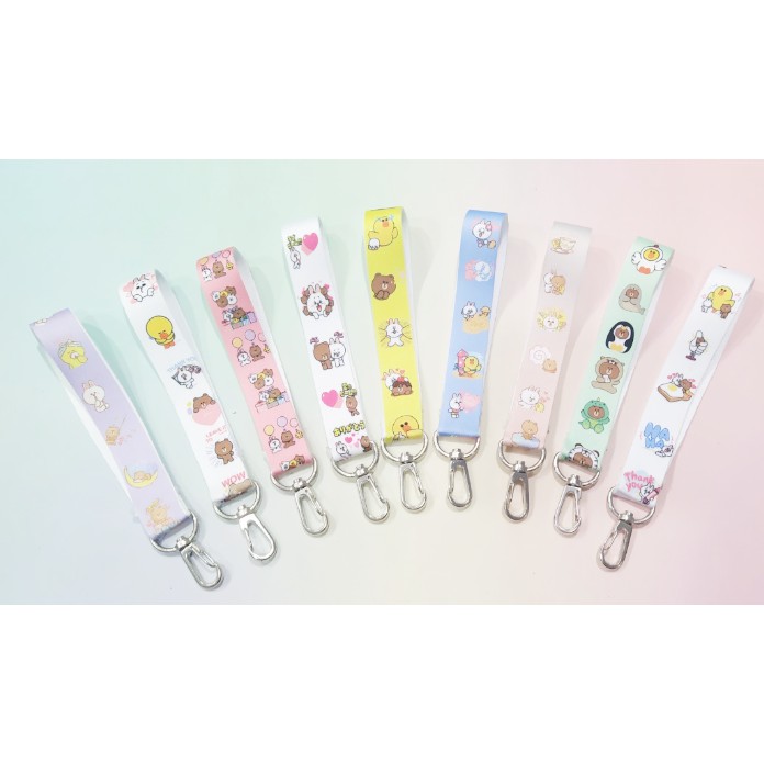 dây strap gấu brown thỏ cony vịt sally STI4 hoạt hình name tag ngắn cute dễ thương 15cm