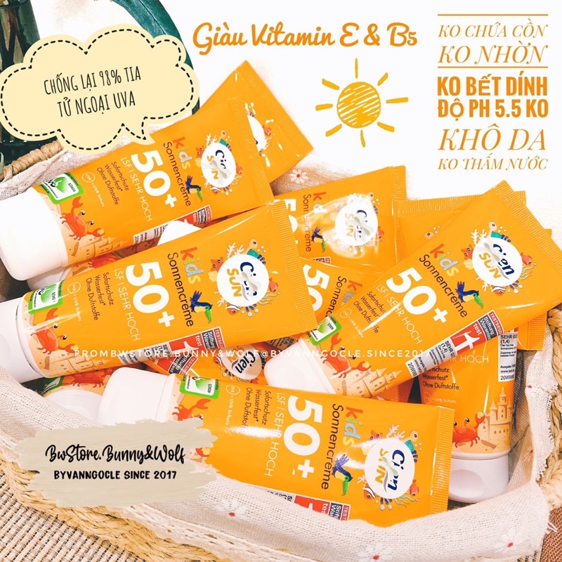 Kem Chống Nắng CienSun Kids SPF 50+ nội địa Đức [Hàng Air - Date mới nhất]