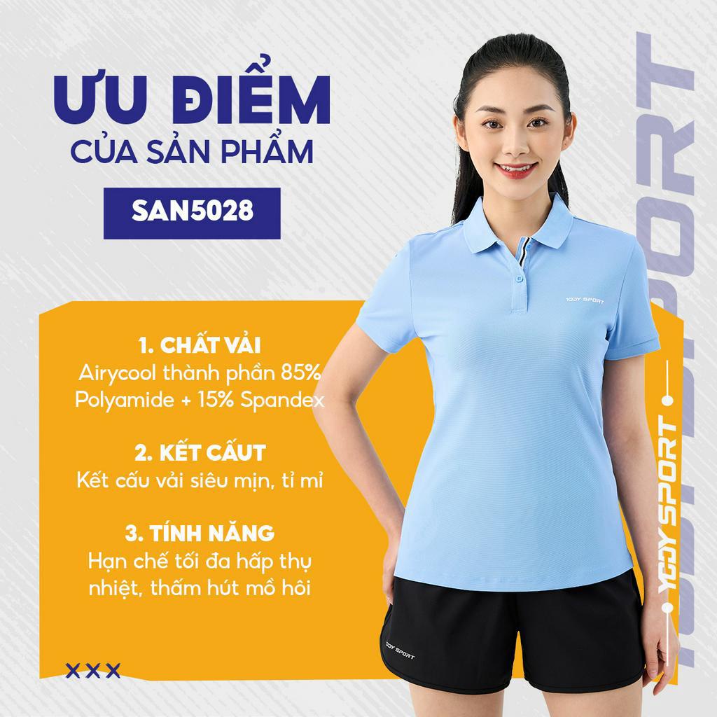 Áo thun thể thao nữ YODY có cổ vải airycool thoáng mát mềm mịn không nhăn SAN5028