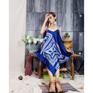 Đầm Váy Bohemian 2 hai dây dáng suông chéo lệch vạt tà họa tiết thổ cẩm dân tộc vintage retro đẹp rẻ teen sexy hotgirl