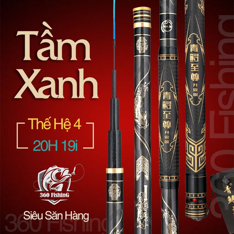 Cần Câu Đài Săn Hàng Tầm Xanh Thế Hệ 4 20H-19i Cần Câu Tay Chính Hãng Cao Cấp Tặng Kèm Ngọn Phụ