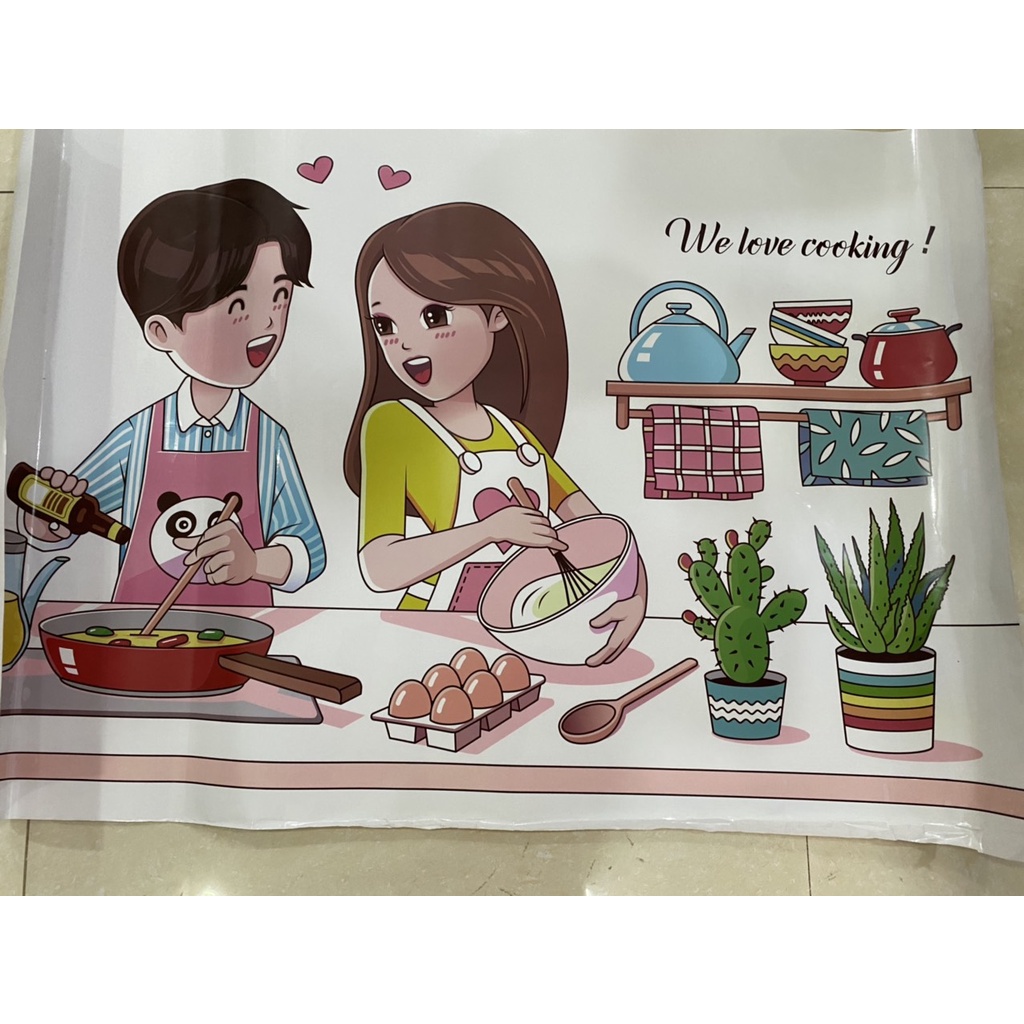 Giấy Dán Tường Nhà Bếp Cách Nhiệt Chống Dầu Mỡ, Chịu Nhiệt - giấy Dán Bếp 3D Họa Tiết (90x60cm)
