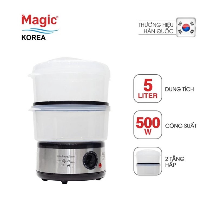 (Mẫu Mới) MÁY HẤP THỰC PHẨM 2 TÂNG MAGIC KOREA A64